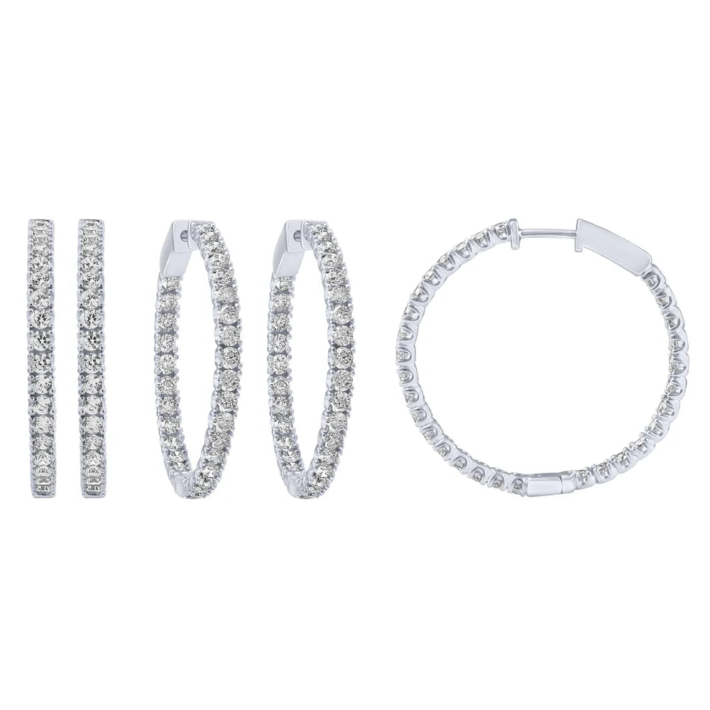 Pure Elegance Cubic Zirconia Sterling Silver Inside Out Hoop Earrings