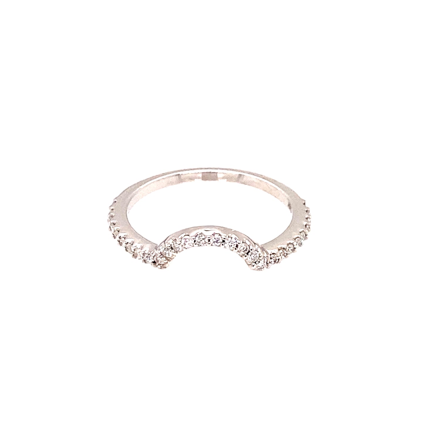 14K White Gold .20 ctw. Diamond Curved Wedding Band