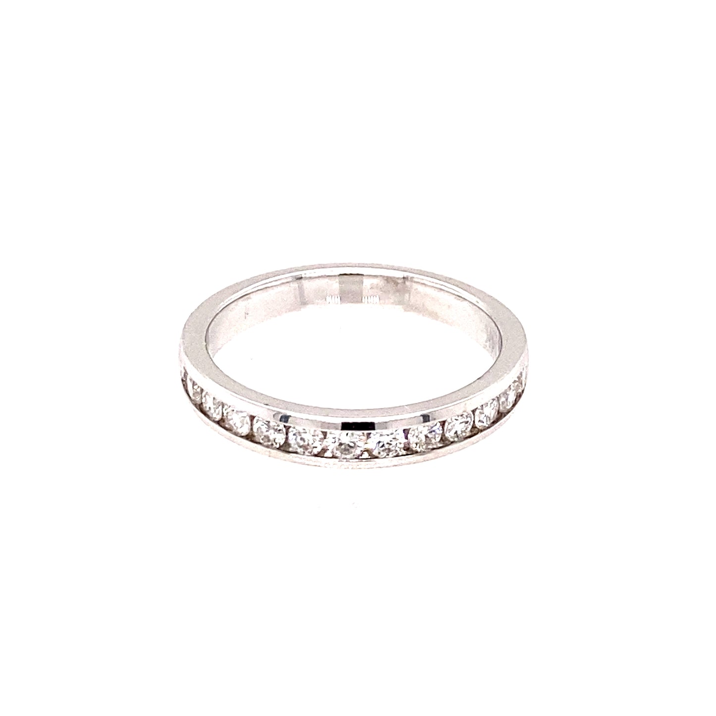 14K White Gold Channel Set Diamond Eternity Wedding Band