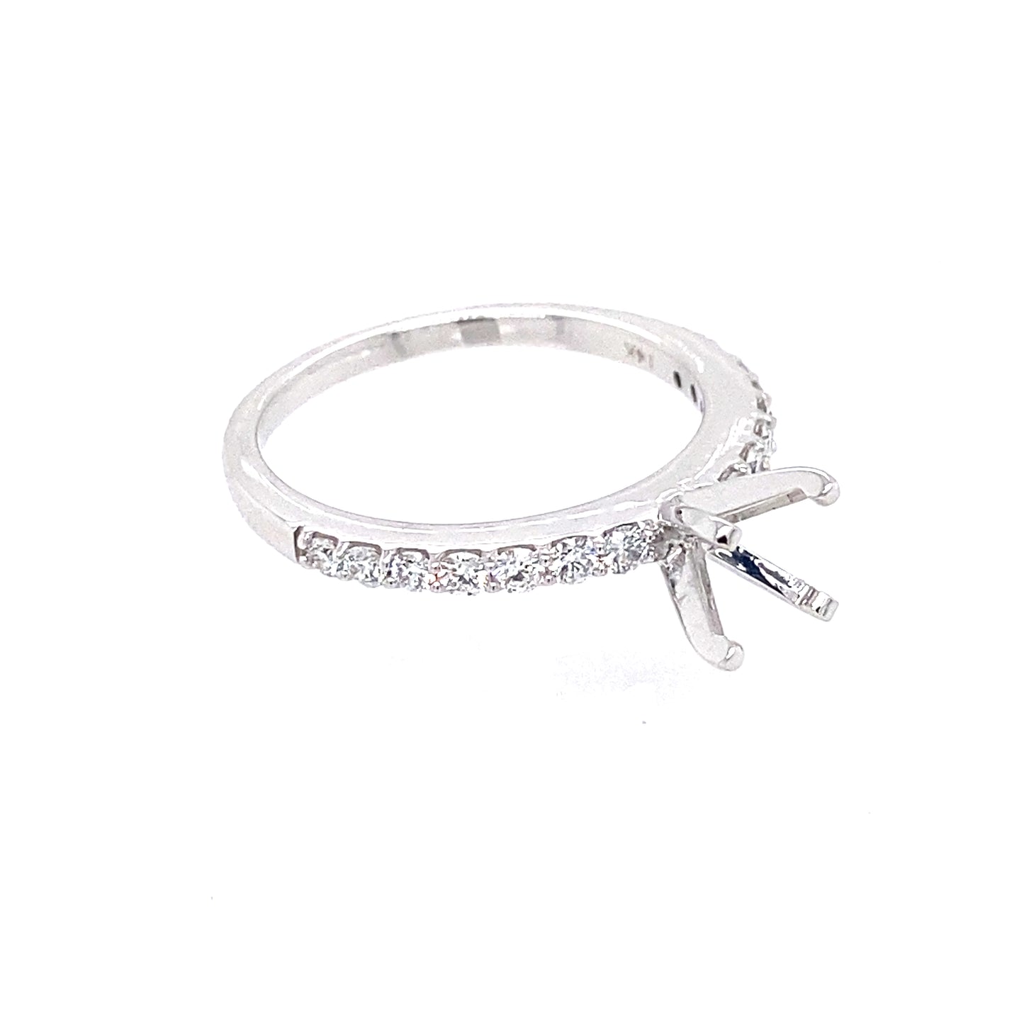 14K White Gold Semi-Mount Shared Prong Engagement Ring