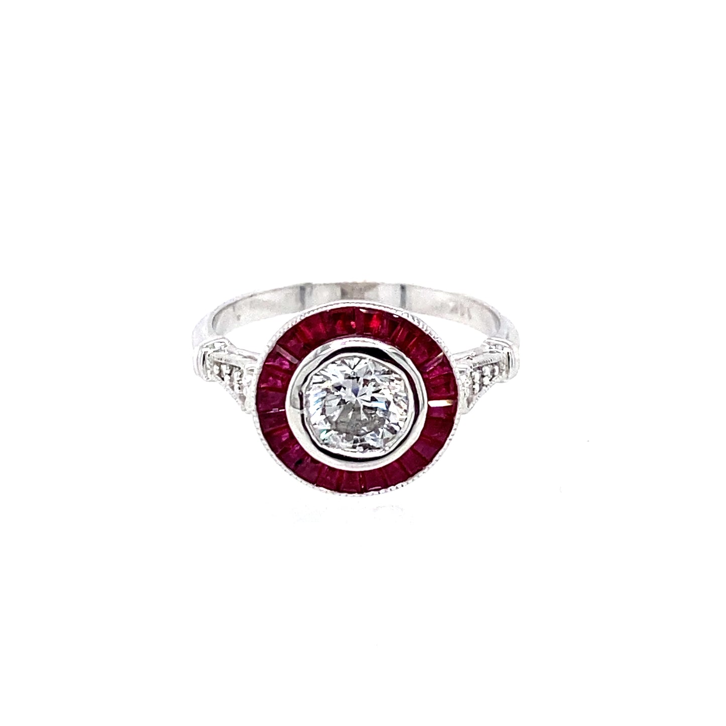 14K White Gold Ruby & Diamond Ring
