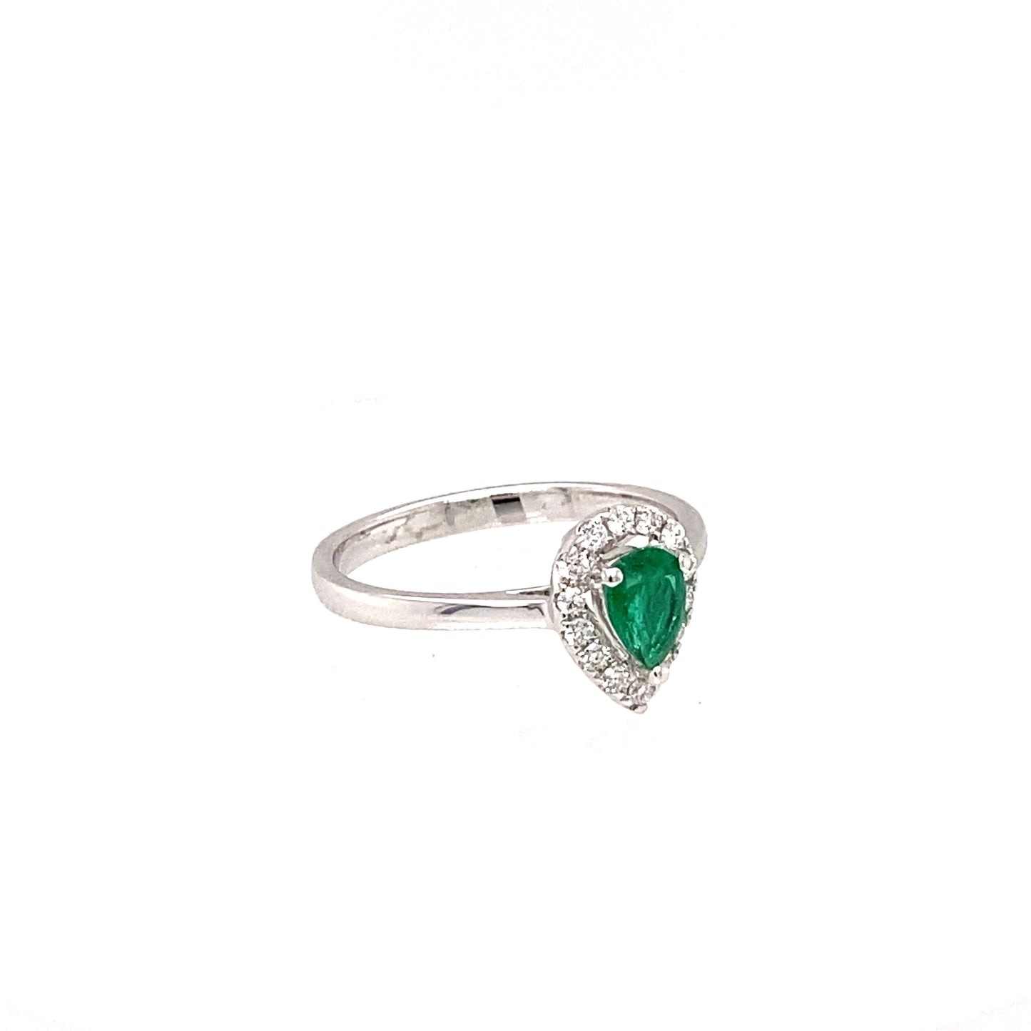 18K White Gold Emerald & Diamond Ring
