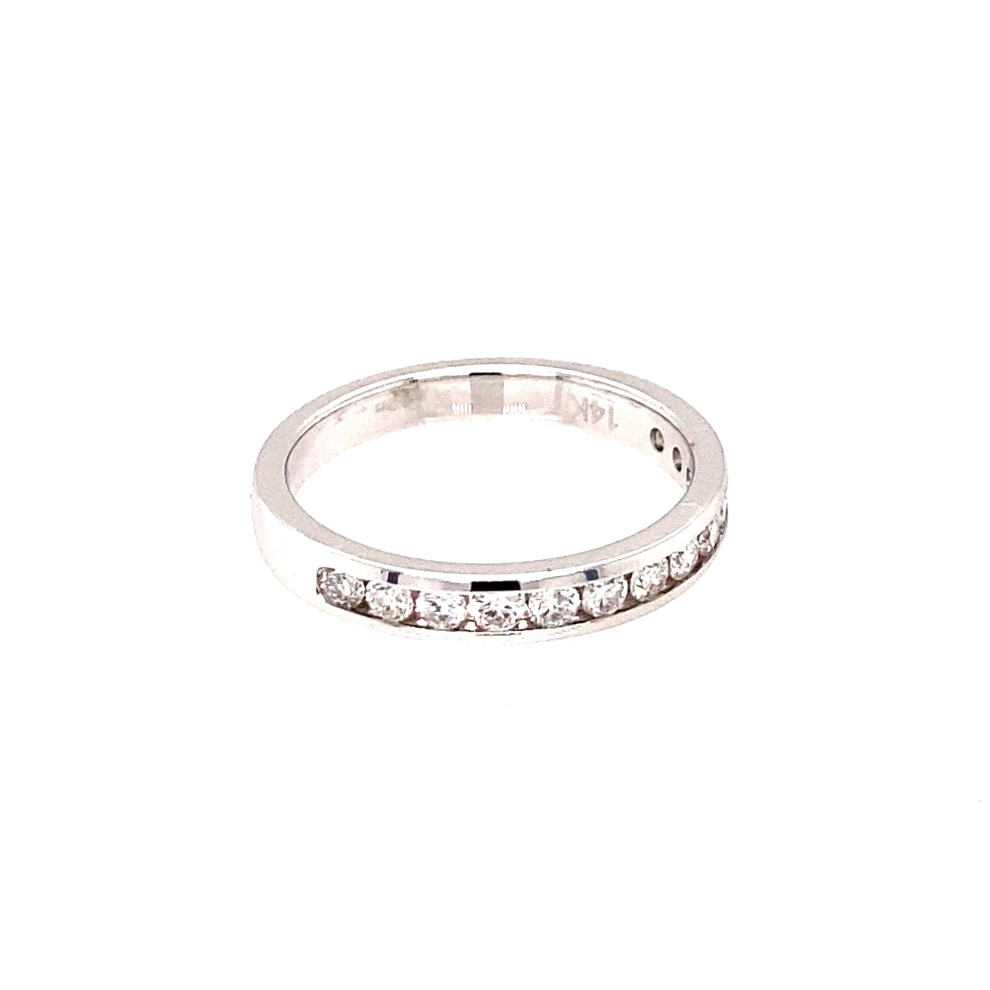 14K White Gold Channel Set Diamond Eternity Wedding Band