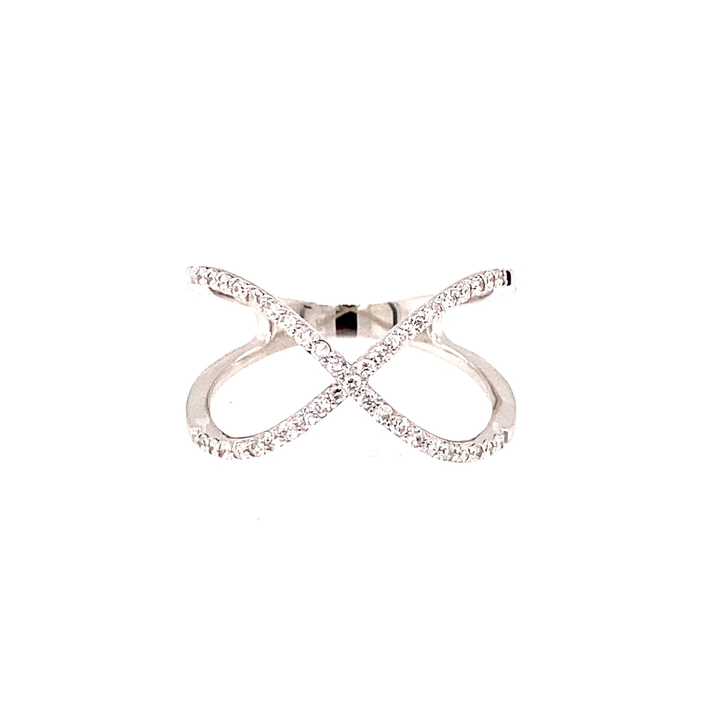 14K White Gold Crossover Diamond Fashion Ring
