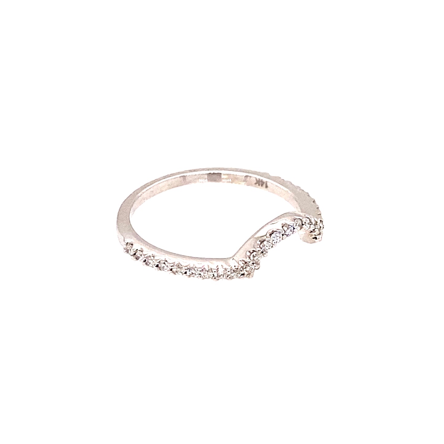 14K White Gold .20 ctw. Diamond Curved Wedding Band