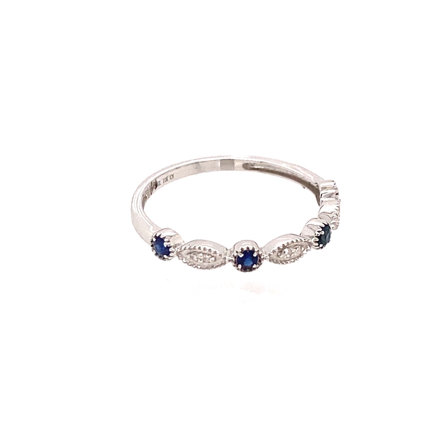 10K White Gold Sapphire & Diamond Eternity Band Ring