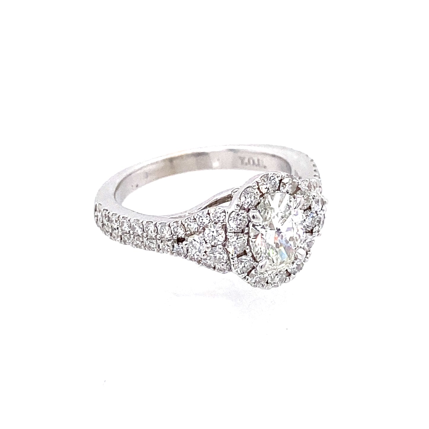 14K White Gold Diamond Halo Engagement Ring