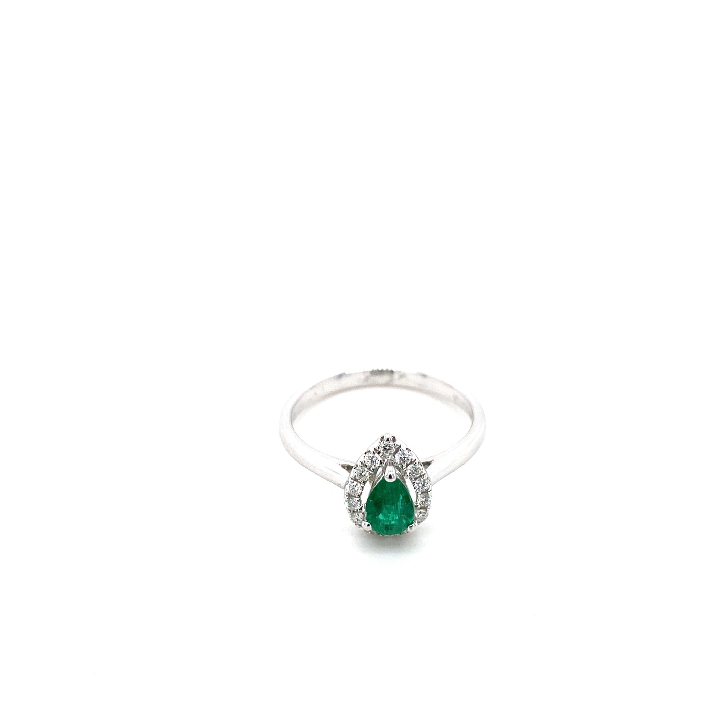 18K White Gold Emerald & Diamond Ring