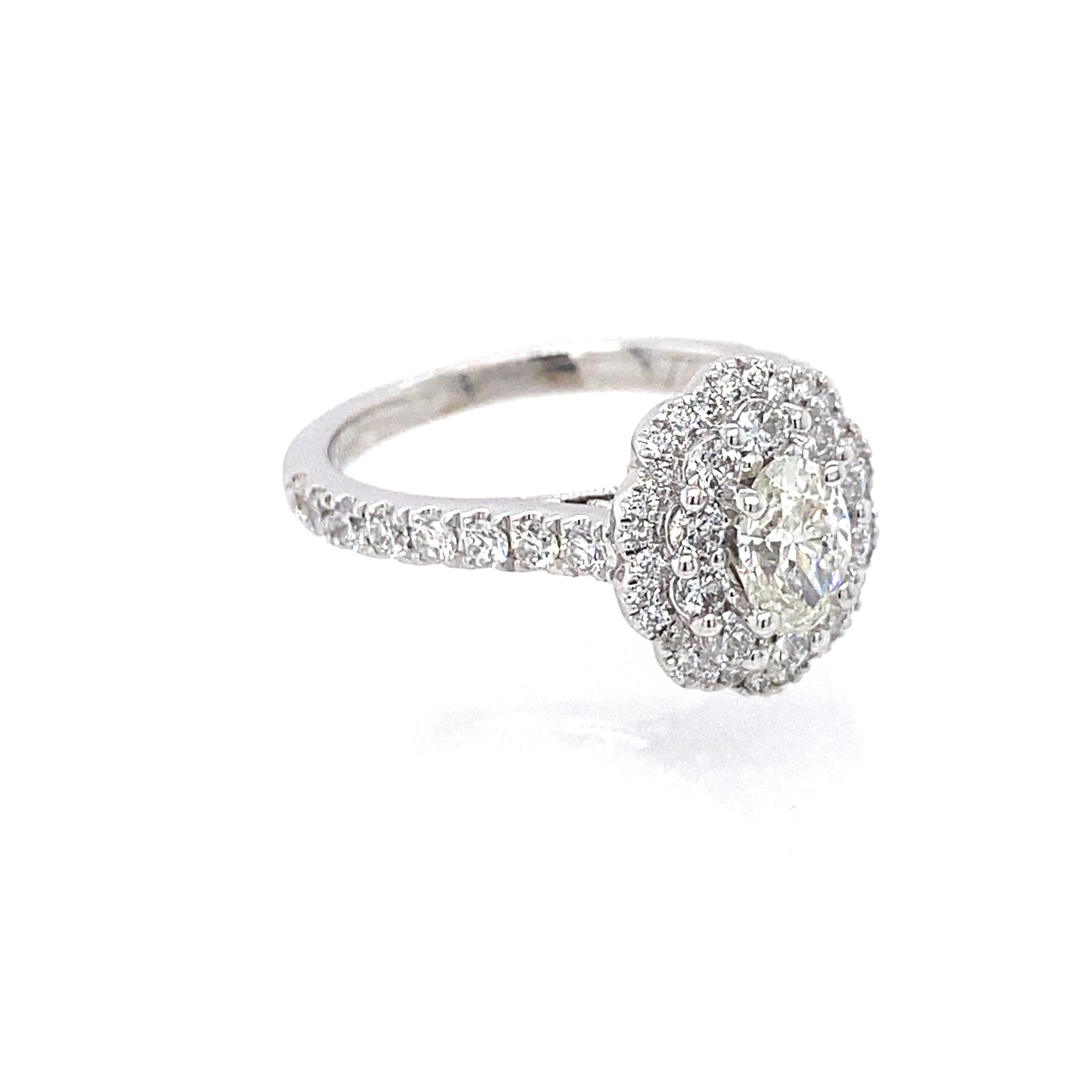 14K White Gold Oval Diamond w/Double Halo Engagement Ring