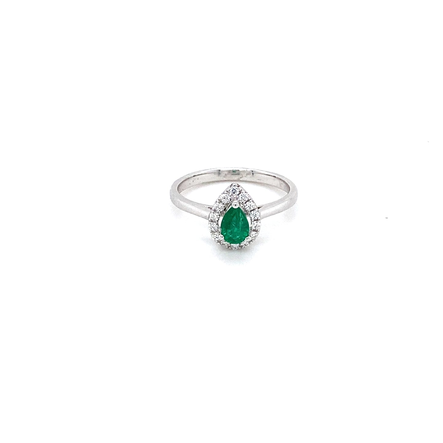 18K White Gold Emerald & Diamond Ring