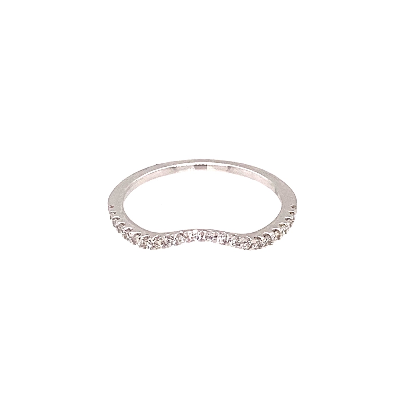 14K White Gold Slight Curved Diamond Wedding Band