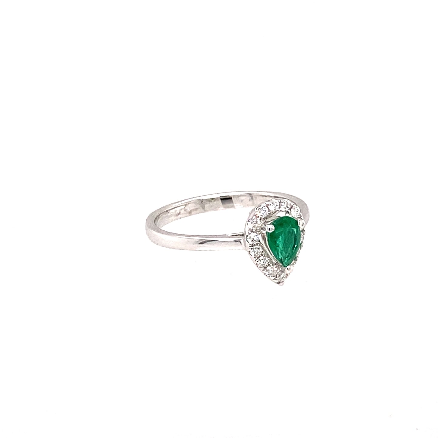 18K White Gold Emerald & Diamond Ring
