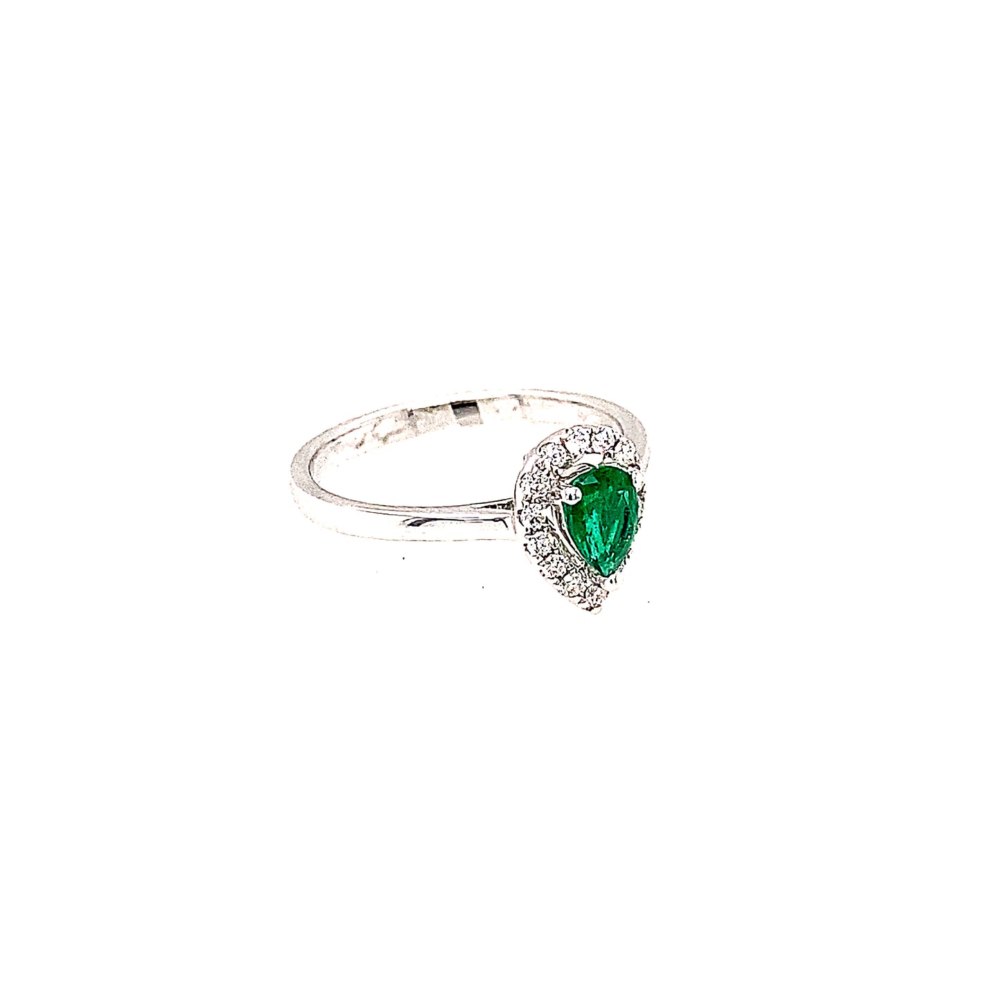 18K White Gold Emerald & Diamond Ring