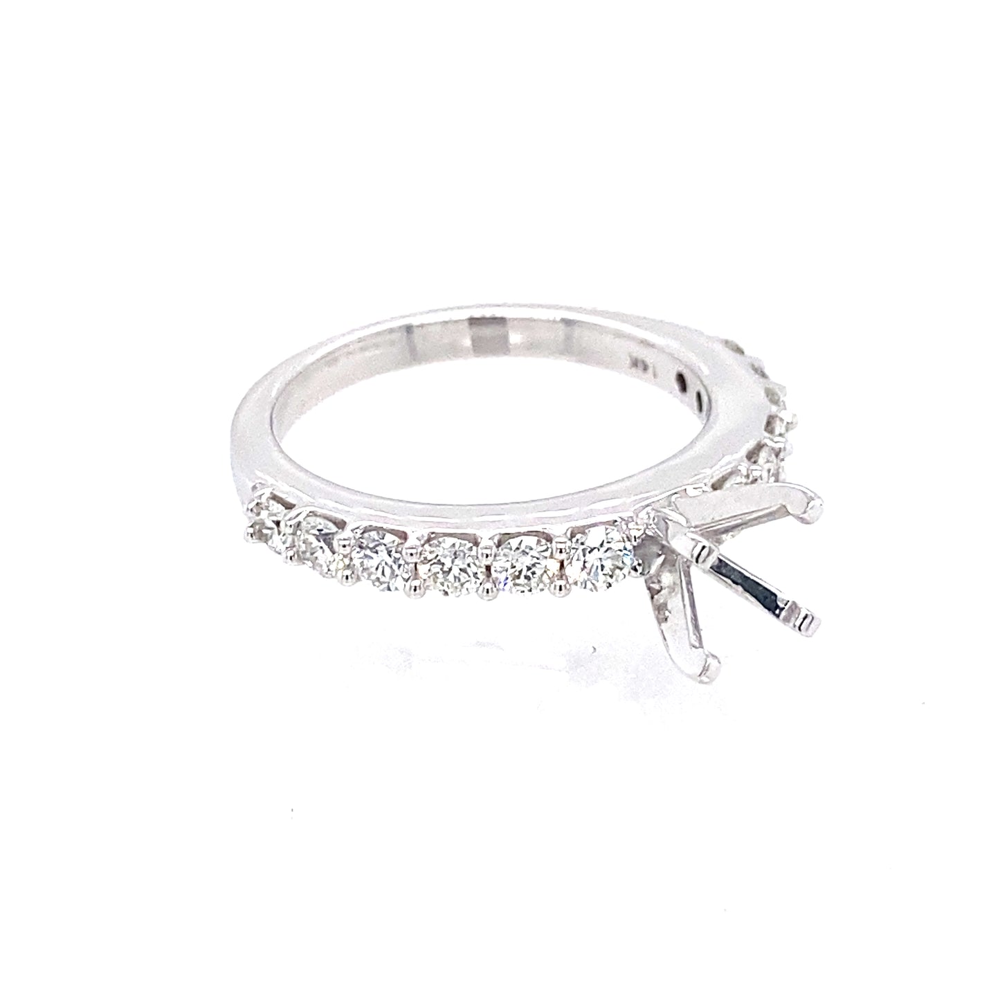 14K White Gold Semi-Mount Shared Prong Engagement Ring