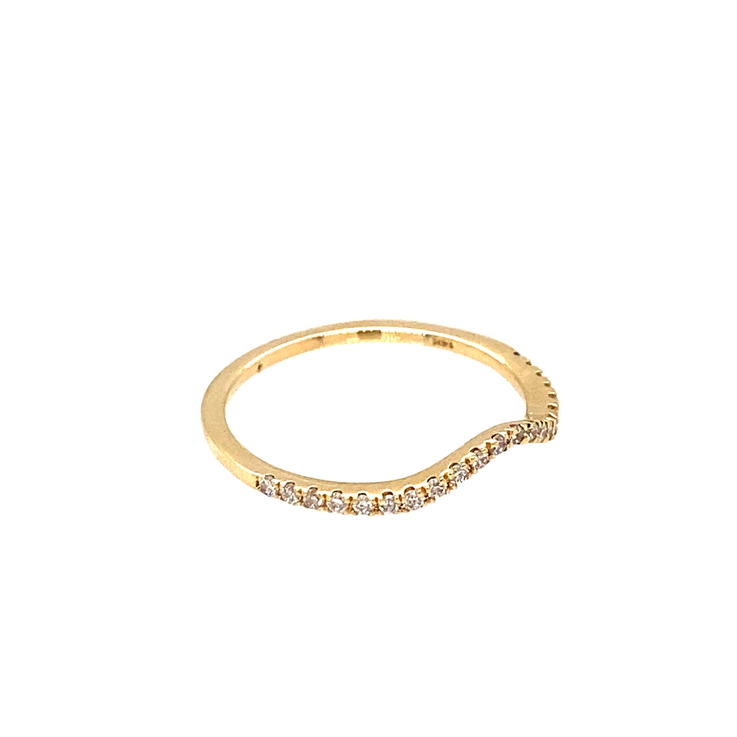 14K Yellow Gold Curved Diamond Wedding Band