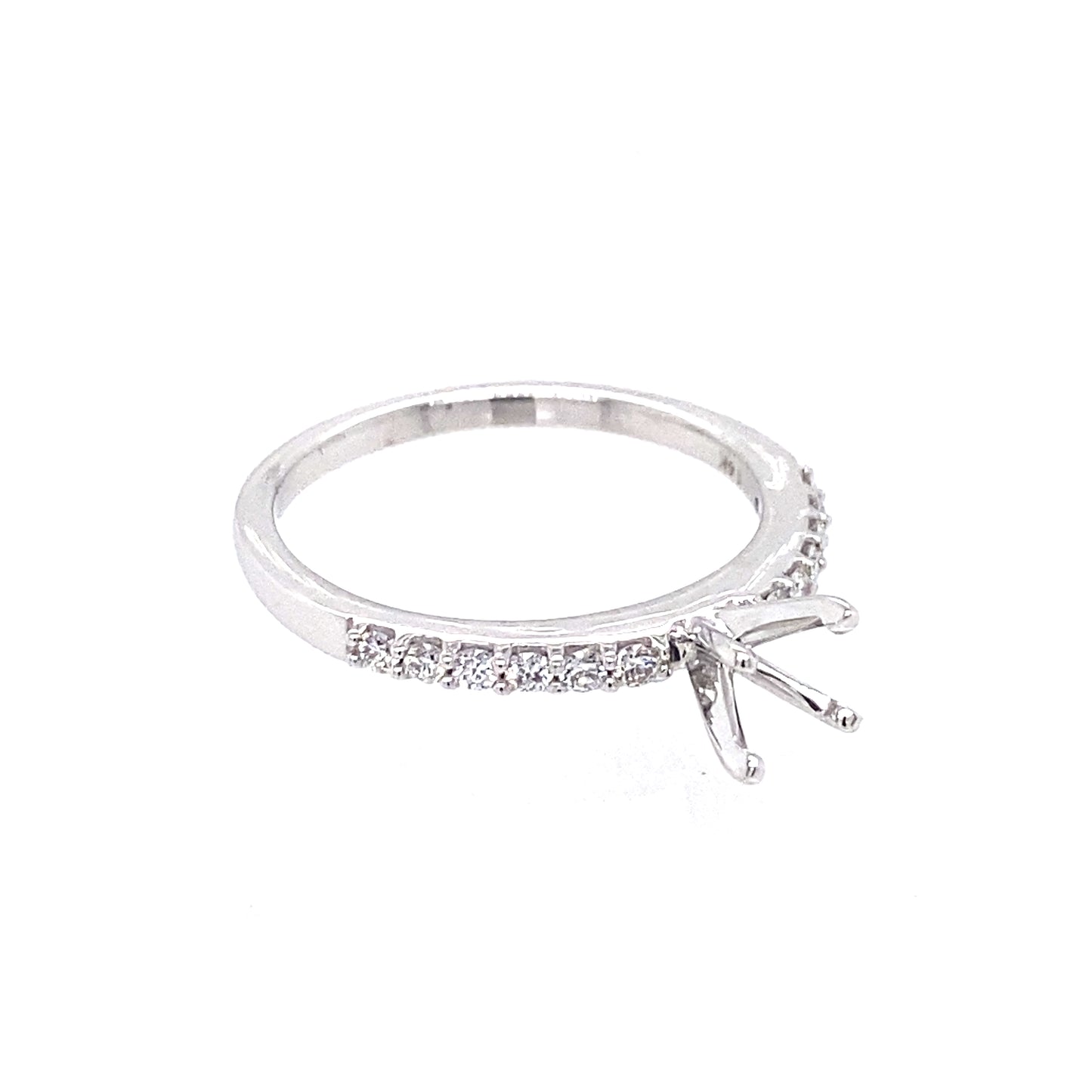 14K White Gold Semi-Mount Shared Prong Engagement Ring