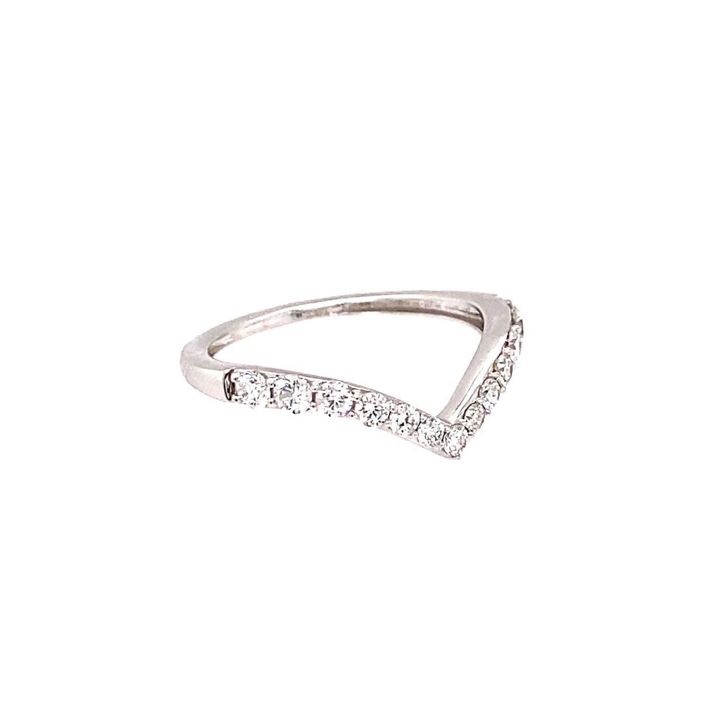 14K White Gold .55 ctw Diamond "V" Shaped Wedding Band