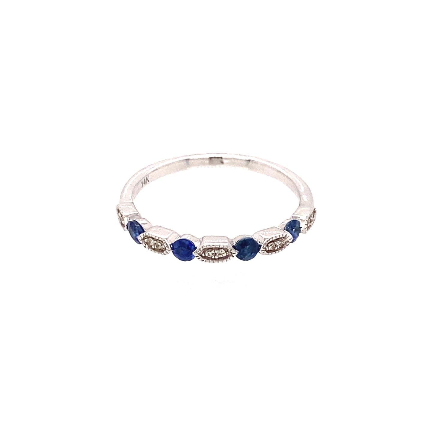 14K White Gold Sapphire & Diamond Stackable Ring