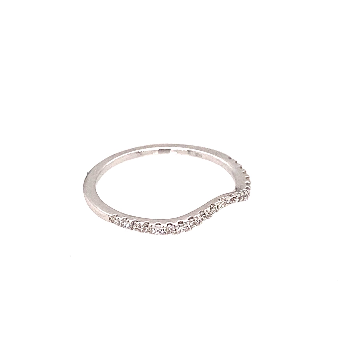 14K White Gold Slight Curved Diamond Wedding Band