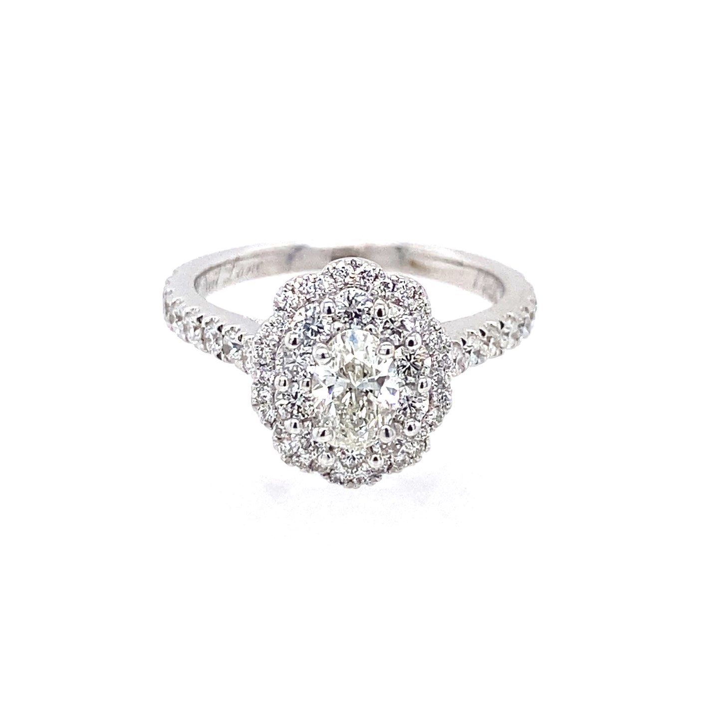 14K White Gold Oval Diamond w/Double Halo Engagement Ring