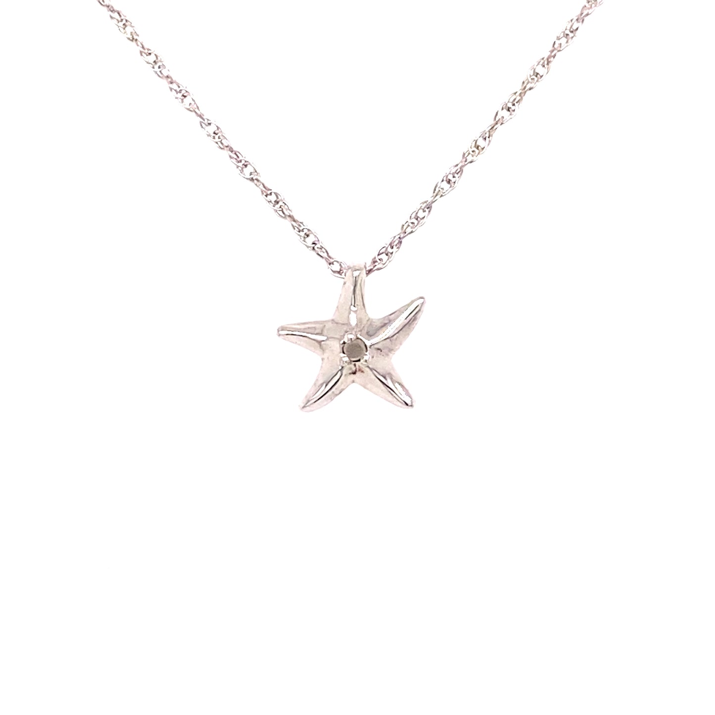 Silver Elegance Cubic Zirconia Sterling Silver Starfish Pendant & Necklace