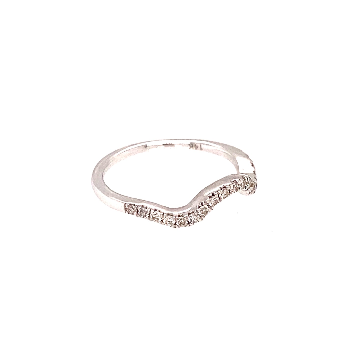 14k White Gold .25 ctw. Diamond Curved Wedding Band