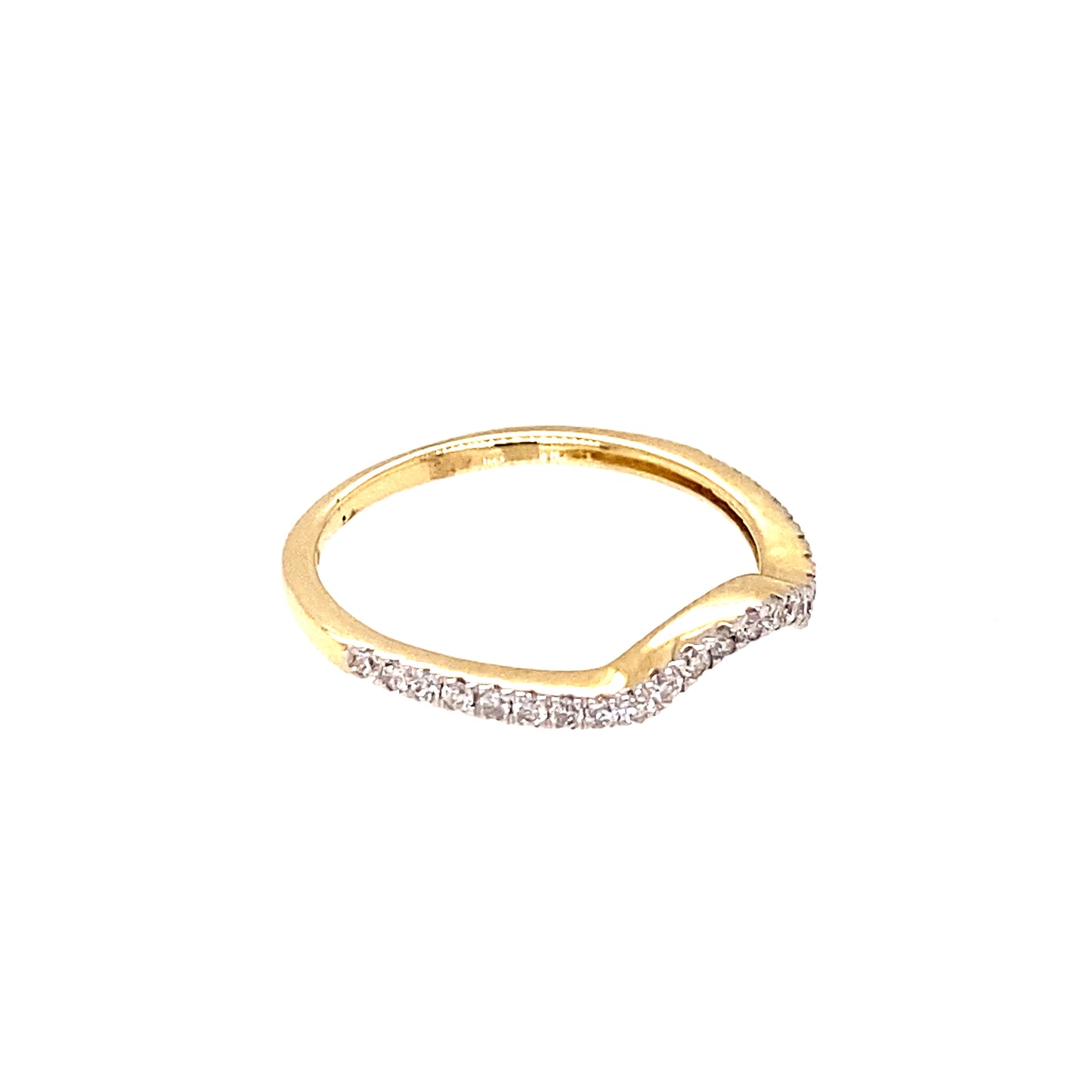 14K Yellow Gold Diamond Curved Wedding Band