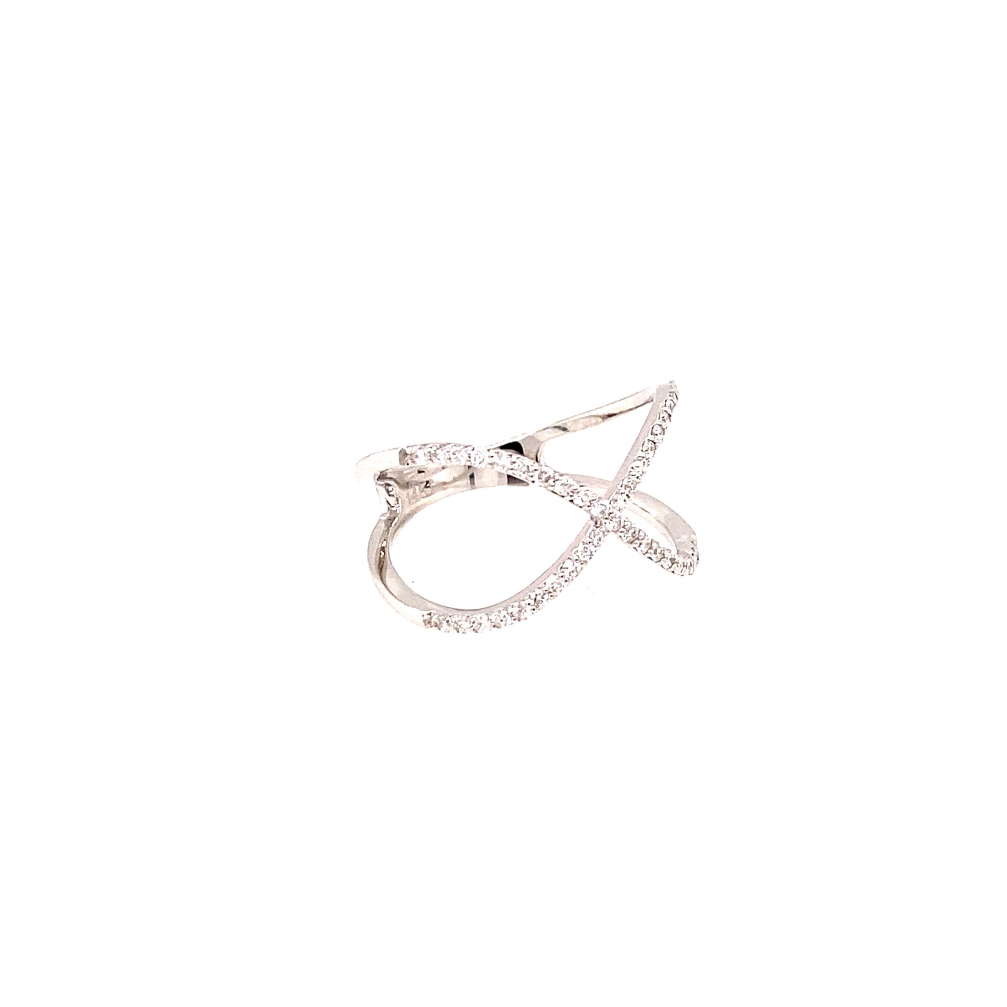 14K White Gold Crossover Diamond Fashion Ring