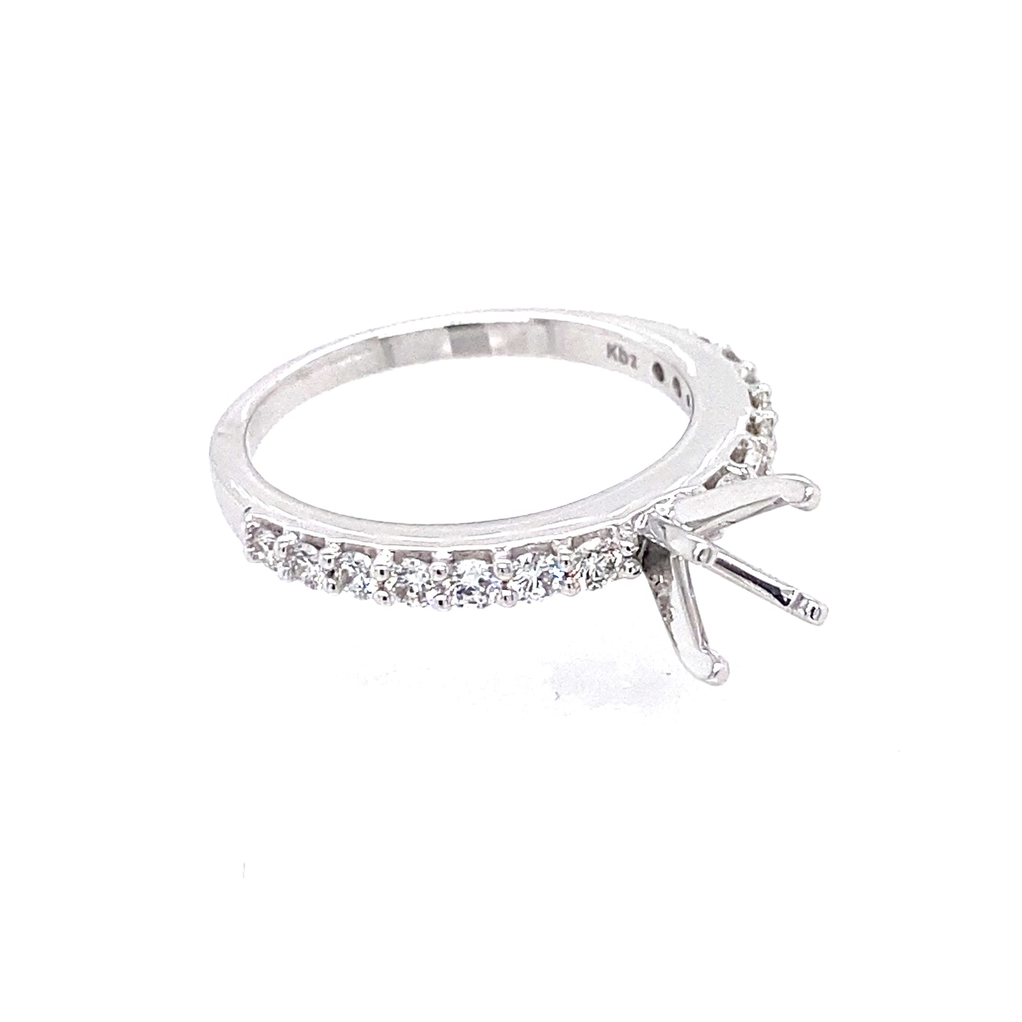14K White Gold Semi-Mount Shared Prong Engagement Ring