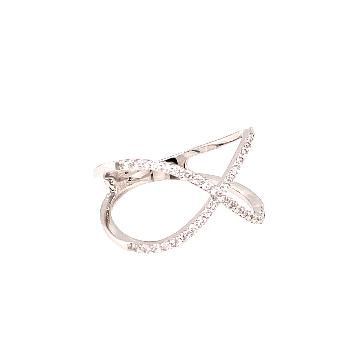 14K White Gold Crossover Diamond Fashion Ring