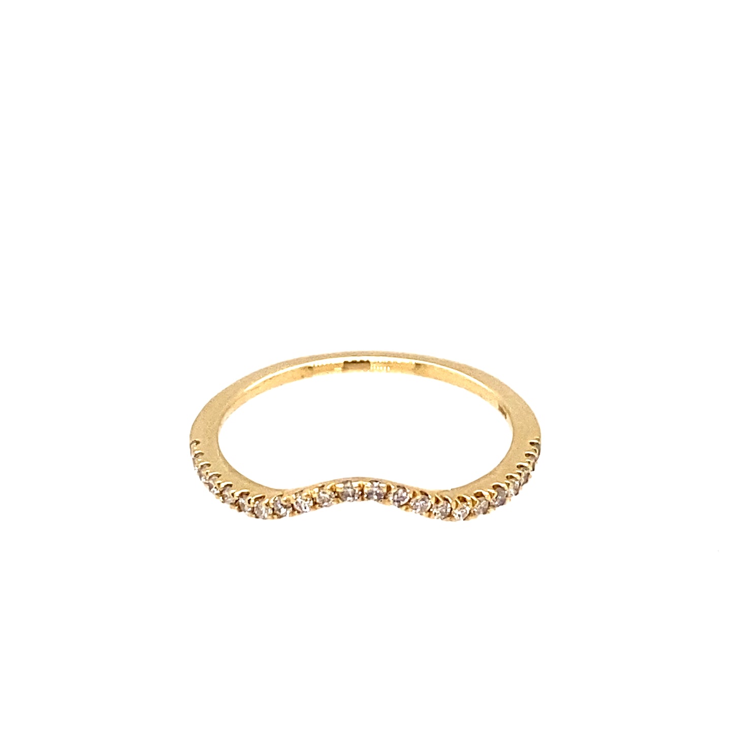 14K Yellow Gold Curved Diamond Wedding Band