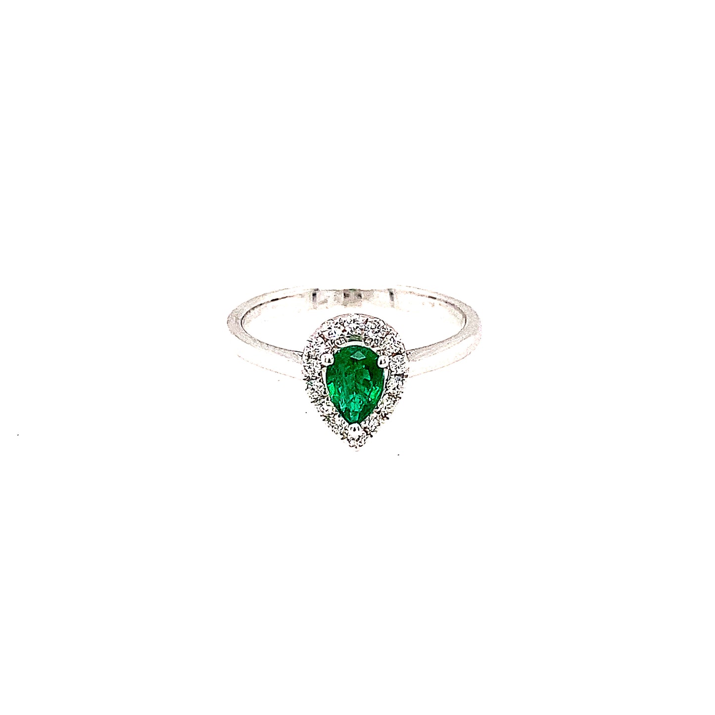 18K White Gold Emerald & Diamond Ring