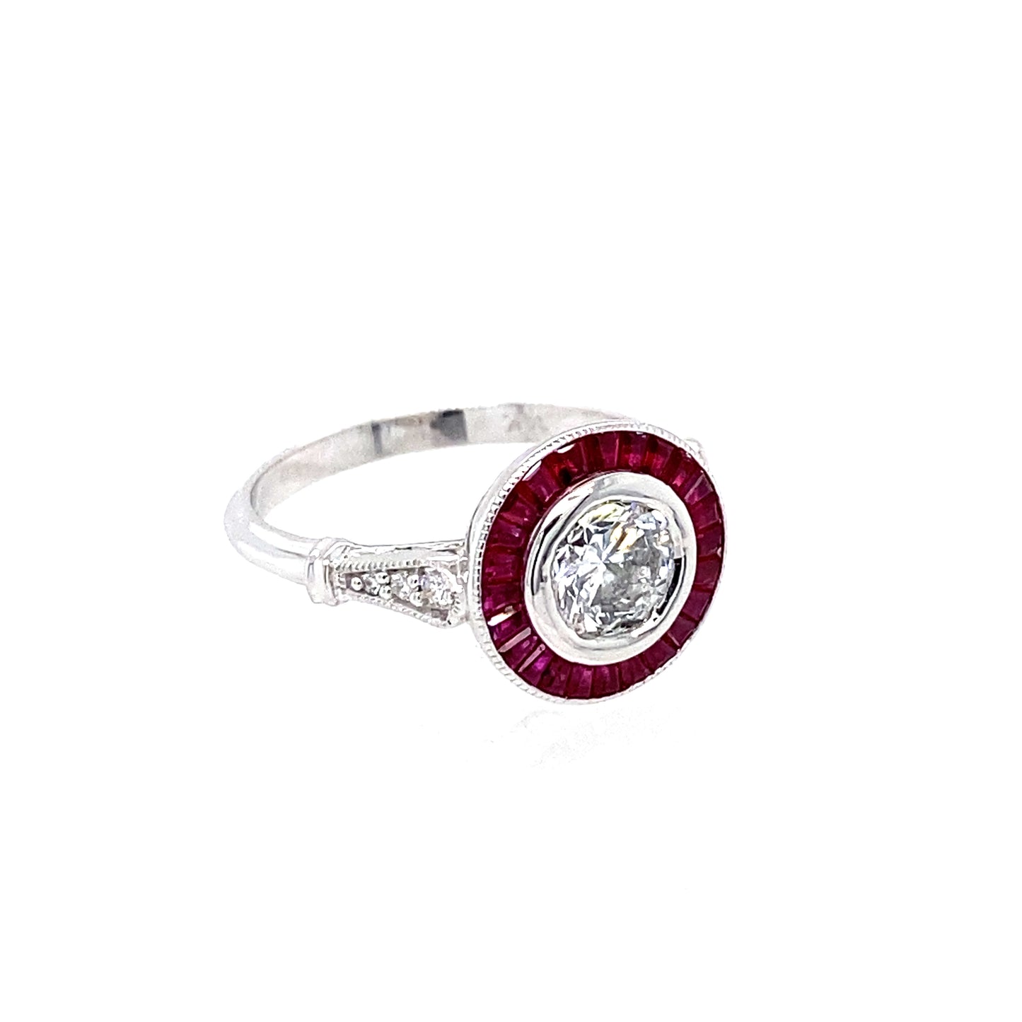 14K White Gold Ruby & Diamond Ring