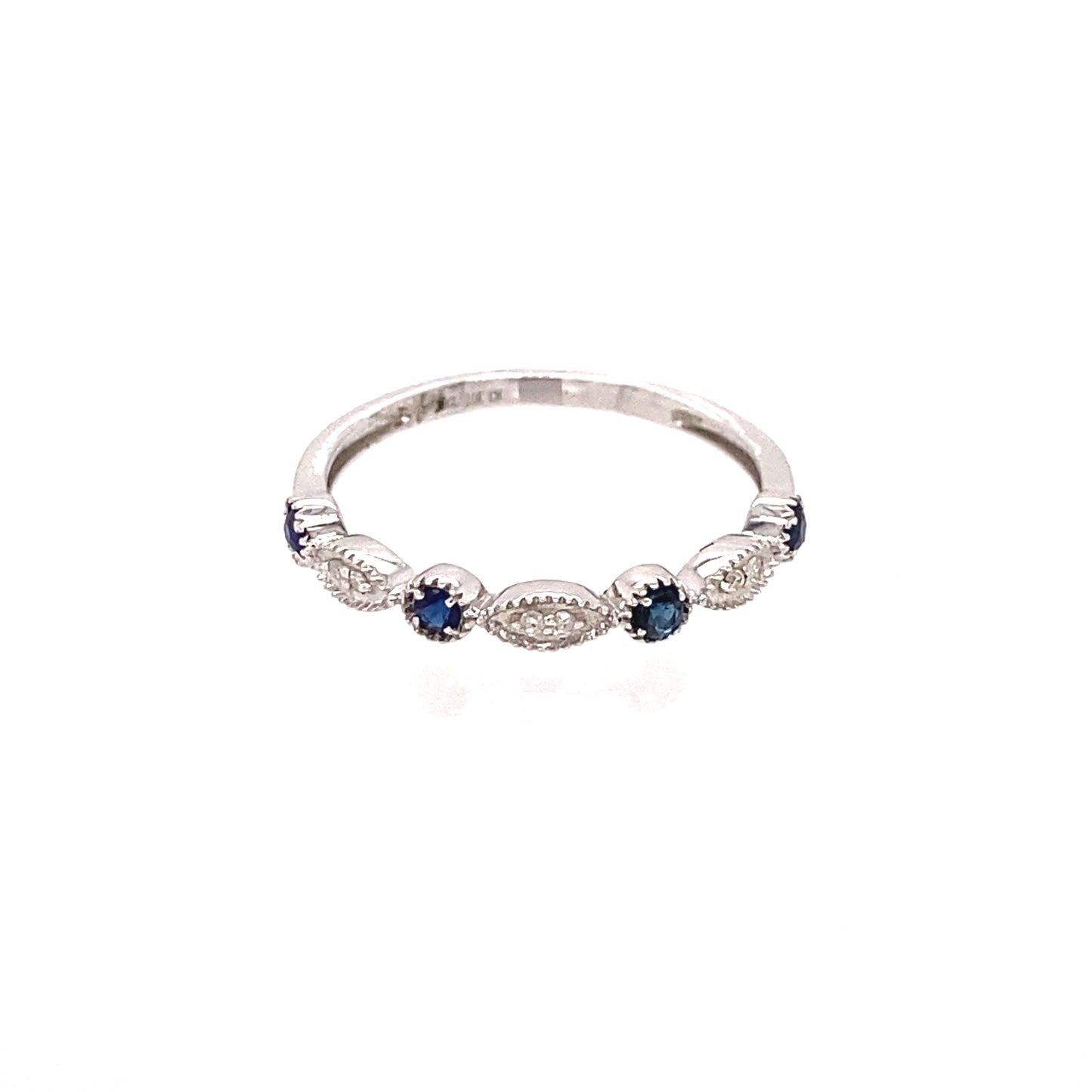 10K White Gold Sapphire & Diamond Eternity Band Ring