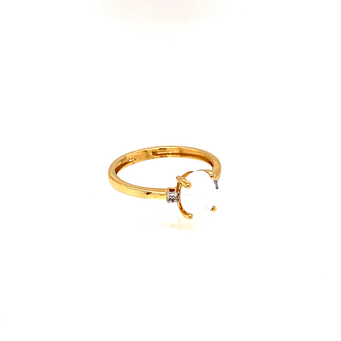 14K Yellow Gold Opal & Diamond Ring