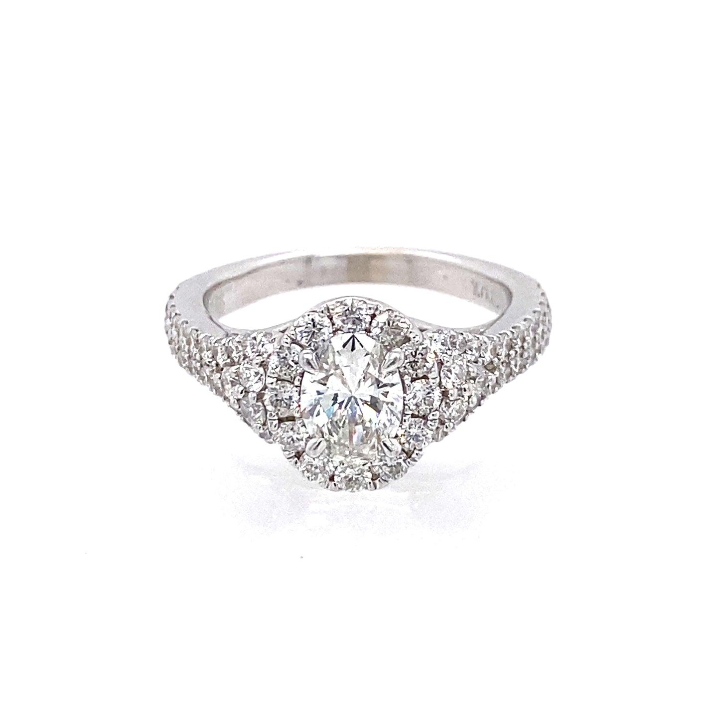 14K White Gold Diamond Halo Engagement Ring