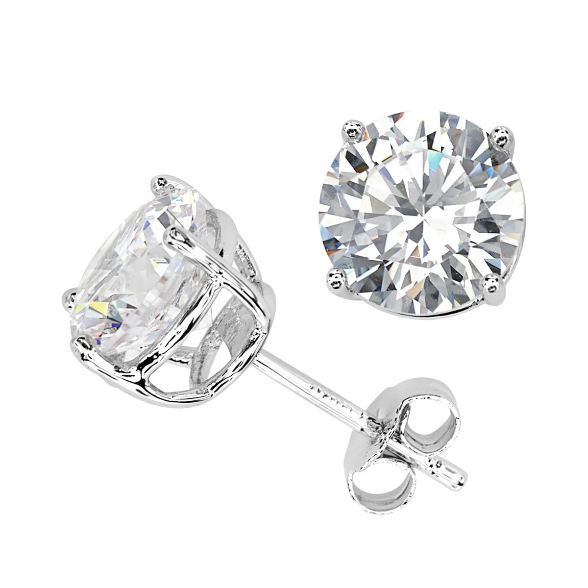 Silver Elegance Cubic Zirconia 4 ct Stud Earrings