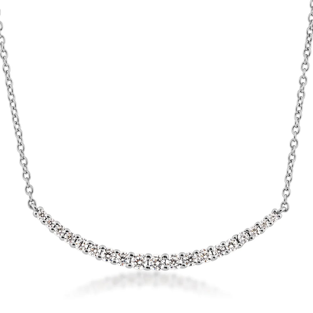 Silver Elegance Cubic Zirconia Sterling Silver Bar Necklace