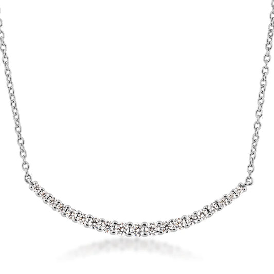 Silver Elegance Cubic Zirconia Sterling Silver Bar Necklace