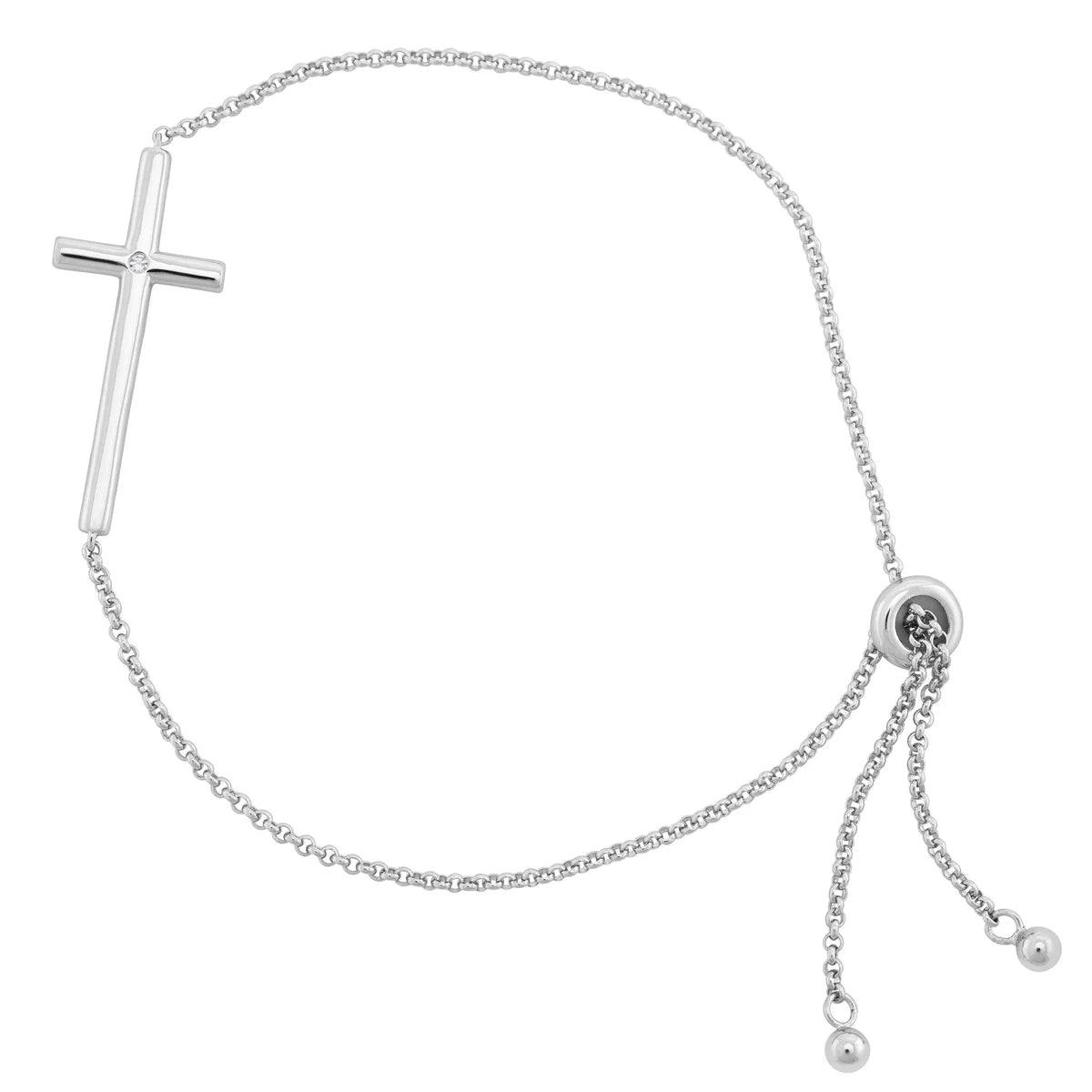 Eternal Elegance Diamond Sideways Cross Bolo Bracelet