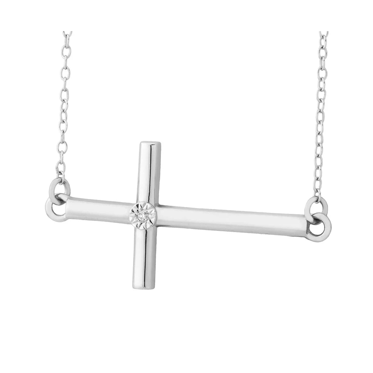 Eternal Elegance Diamond Sideways Cross Necklace