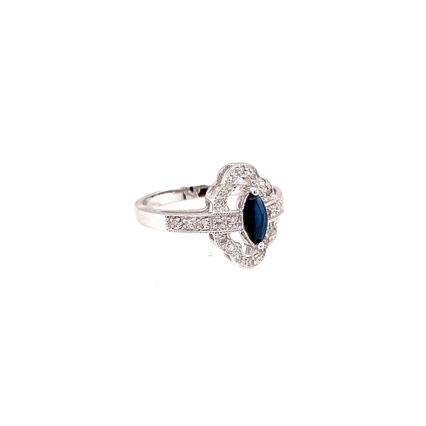 10K White Gold Blue Sapphire Fashion Ring