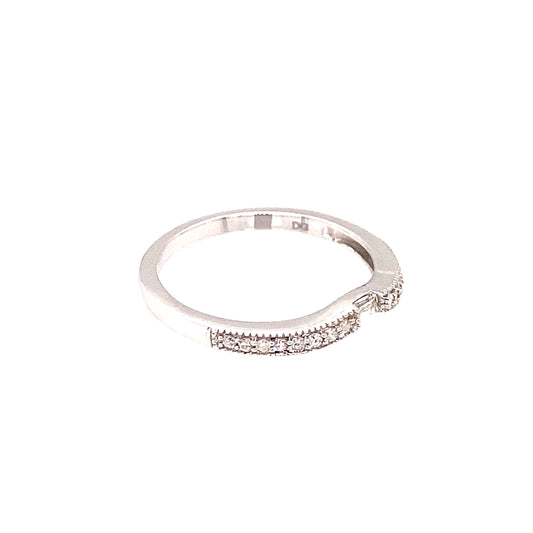 14K White Gold Round & Emerald Cut Diamond Slight Curved Wedding Band
