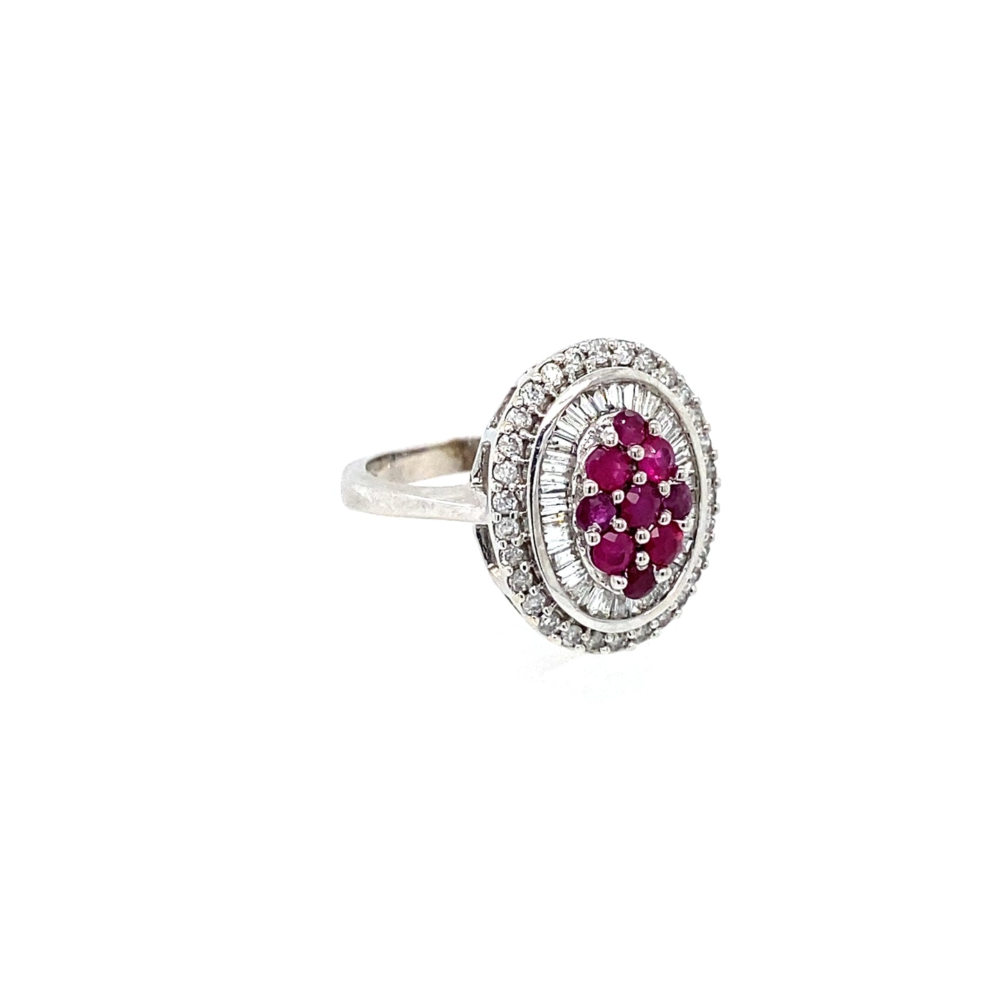 14K White Gold Ruby & Diamond Gemstone Ring