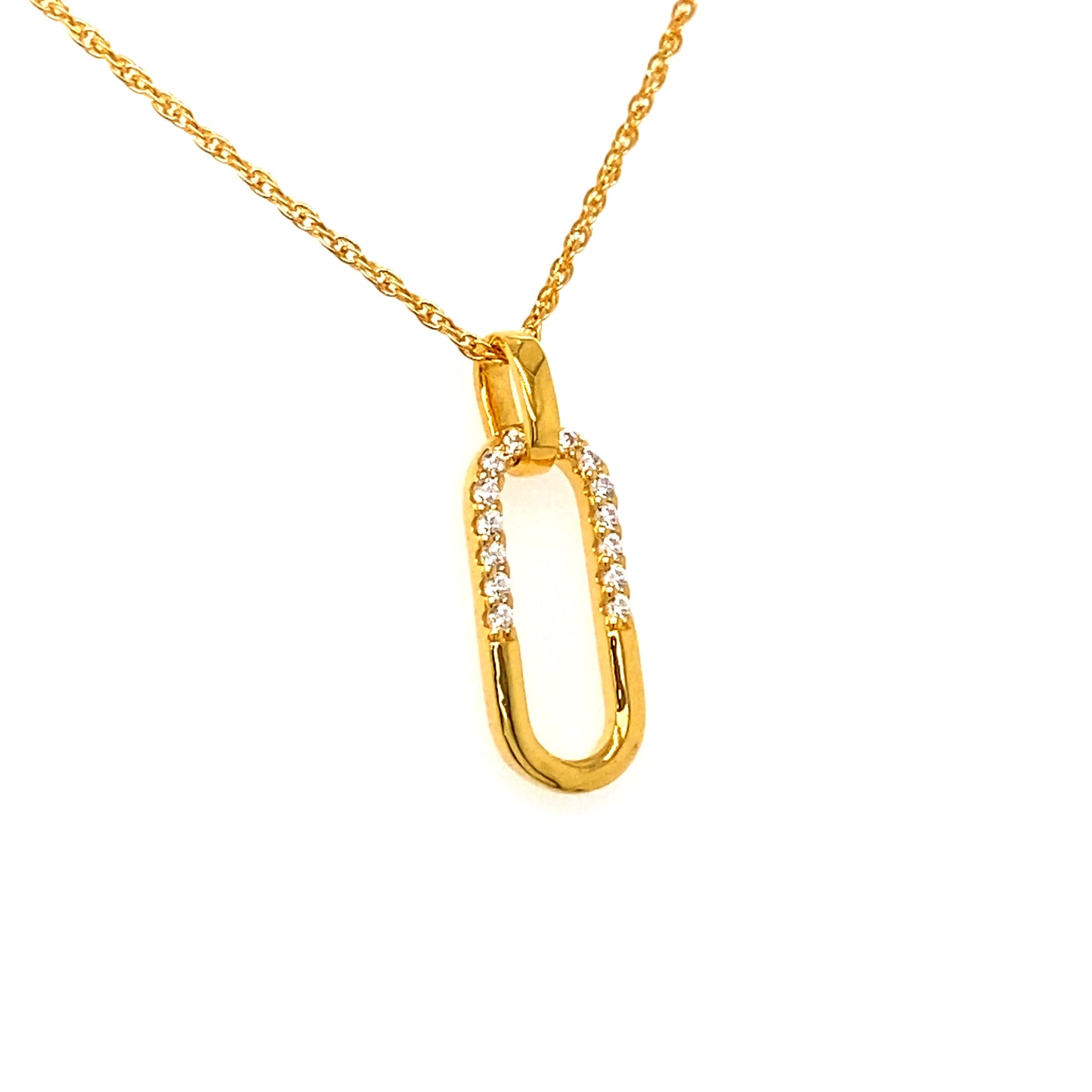 Silver Elegance CZ Yellow Gold Plated Sterling Silver Pendant & Necklace