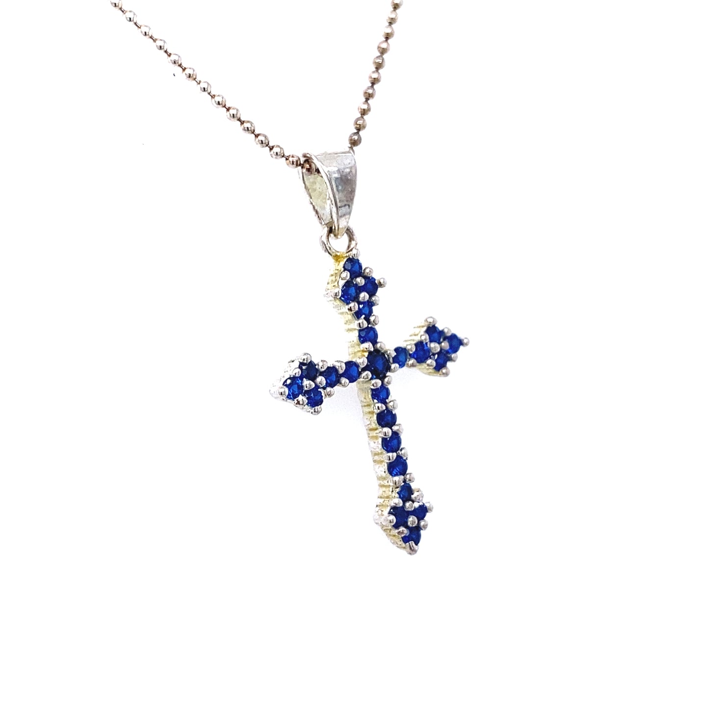 Eternal Elegance Sapphire Sterling Silver Cross Necklace