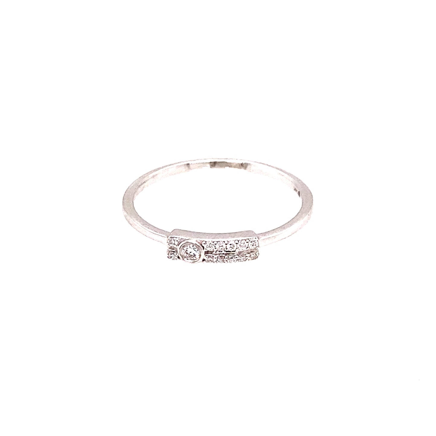 14K White Gold Diamond Wedding or Stackable Band