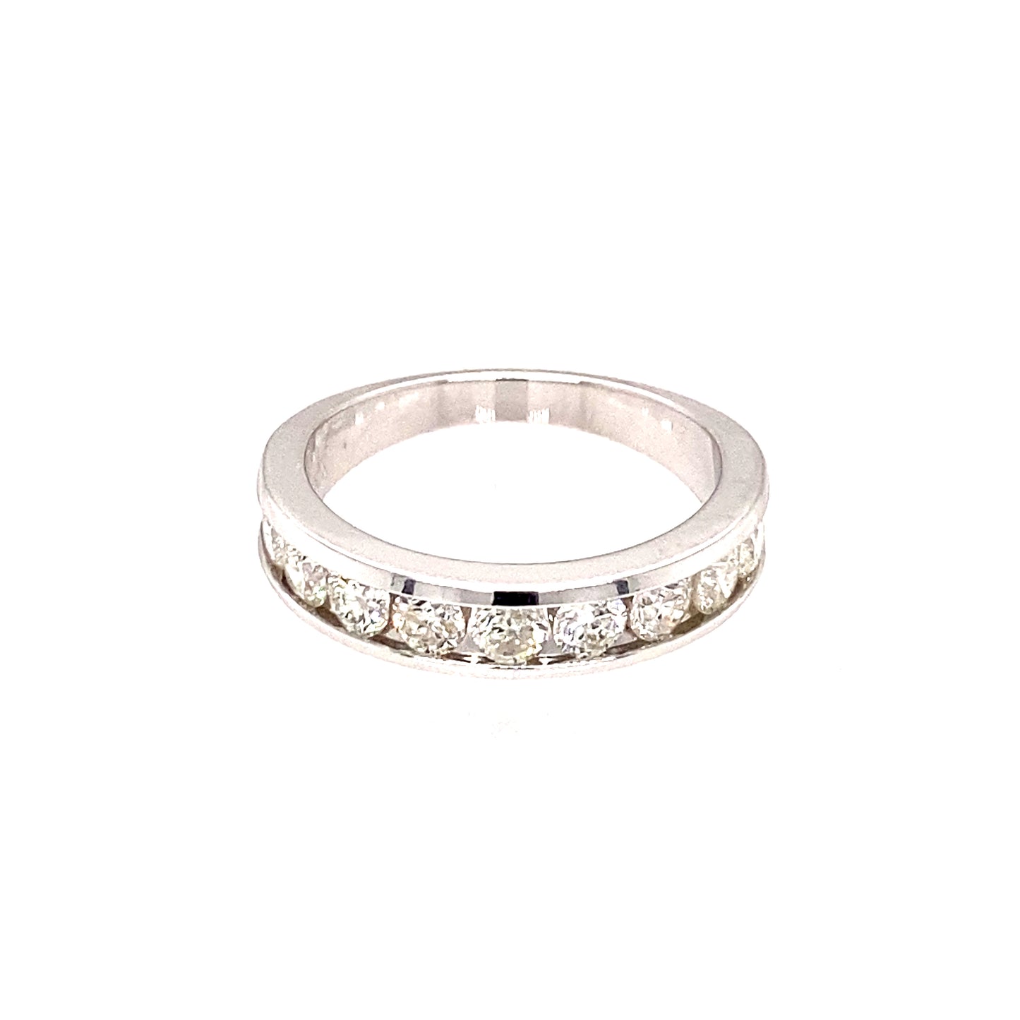 14K White Gold 1 ct Diamond Eternity Wedding Band