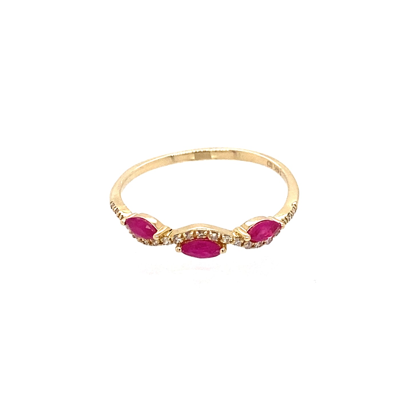 14K Yellow Gold Ruby & Diamond Stackable Band / Ring