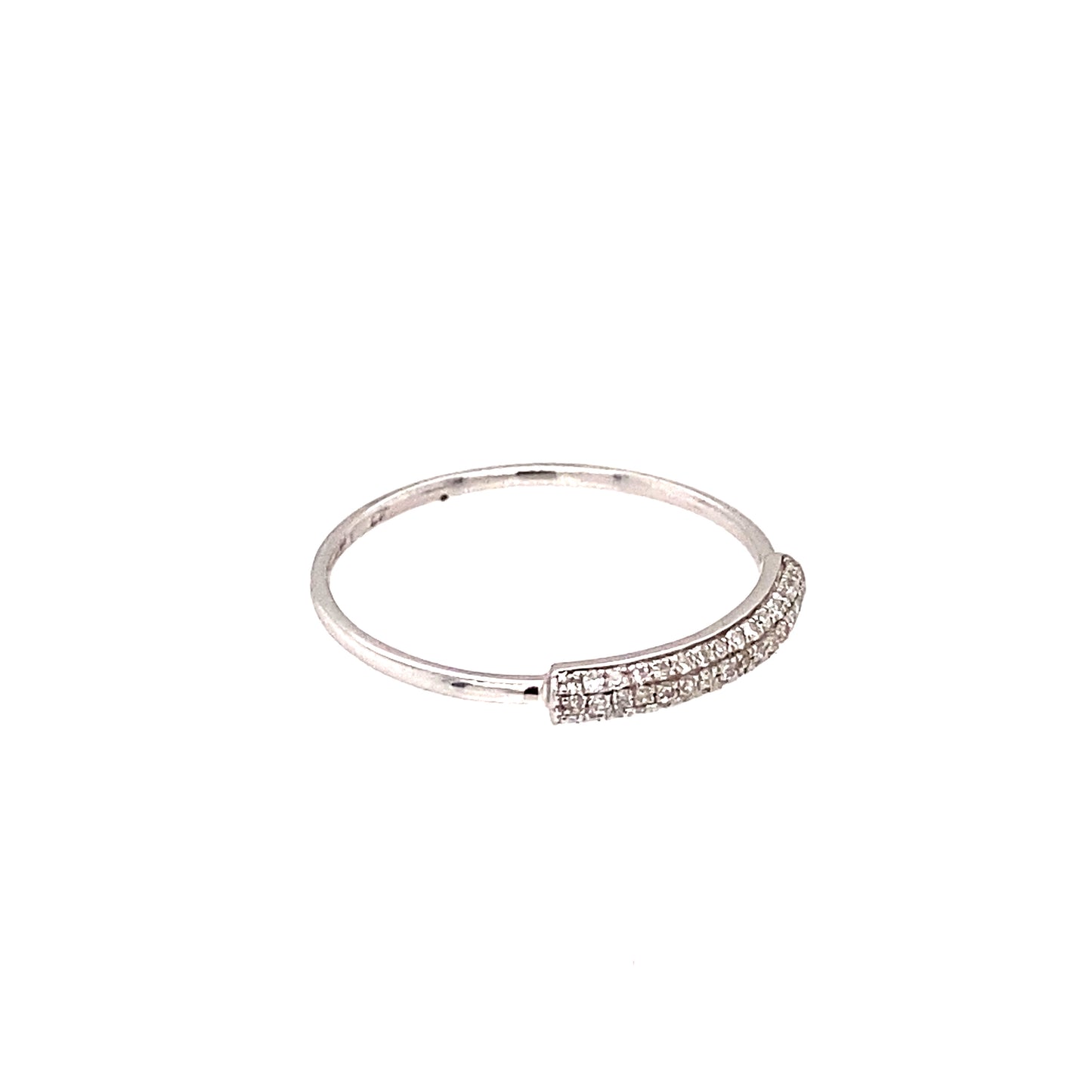 14K White Gold Double Row Diamond Wedding Band